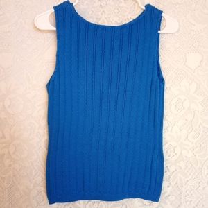 Blue Pierre Cardin Cotton Ribbed Sleeveless Sweater Vest Top Blue Size S